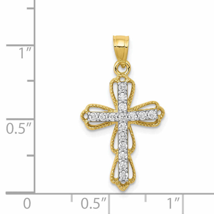 10k Yellow Gold Cubic Zirconia Cross Pendant