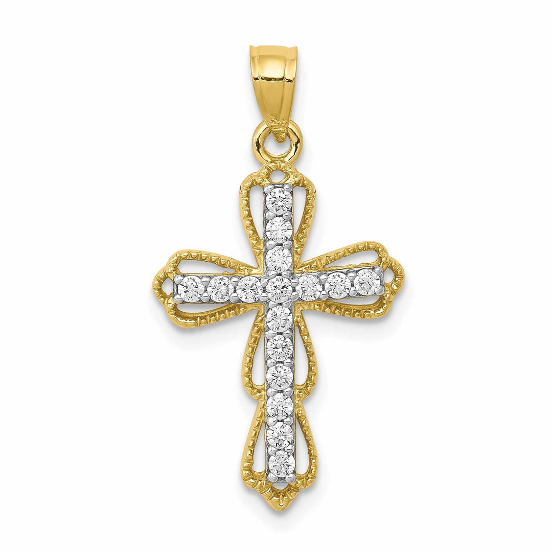 10k Yellow Gold Cubic Zirconia Cross Pendant