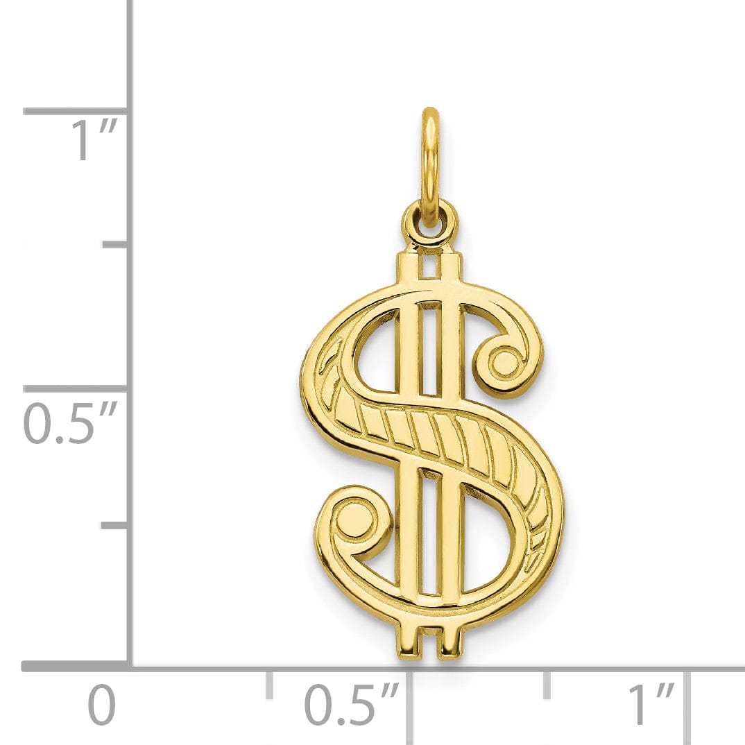 Solid 10k Yellow Gold Dollar Sign Pendant