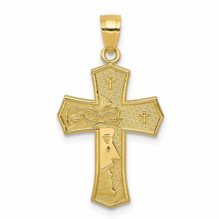 10k Yellow Gold Reversible Passion Cross Pendant