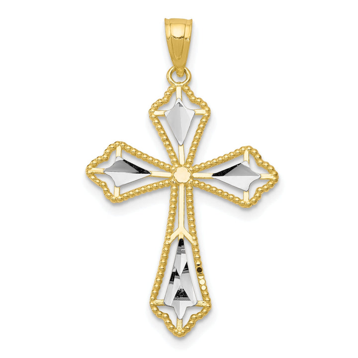 Yellow Rhodium Polished Cross Pendant