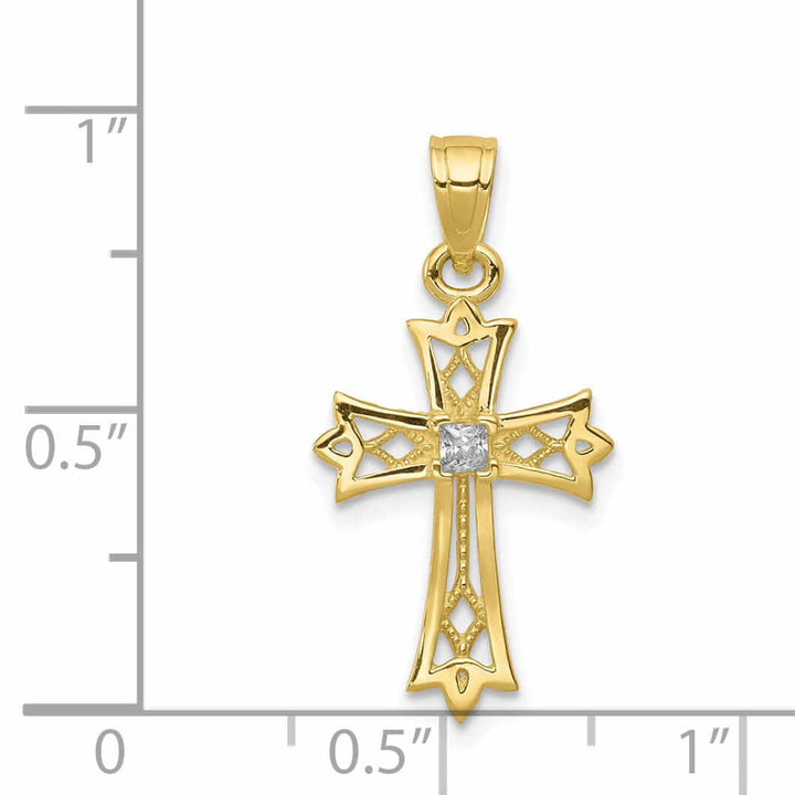 10k Yellow Gold Cubic Zirconia Cross Pendant