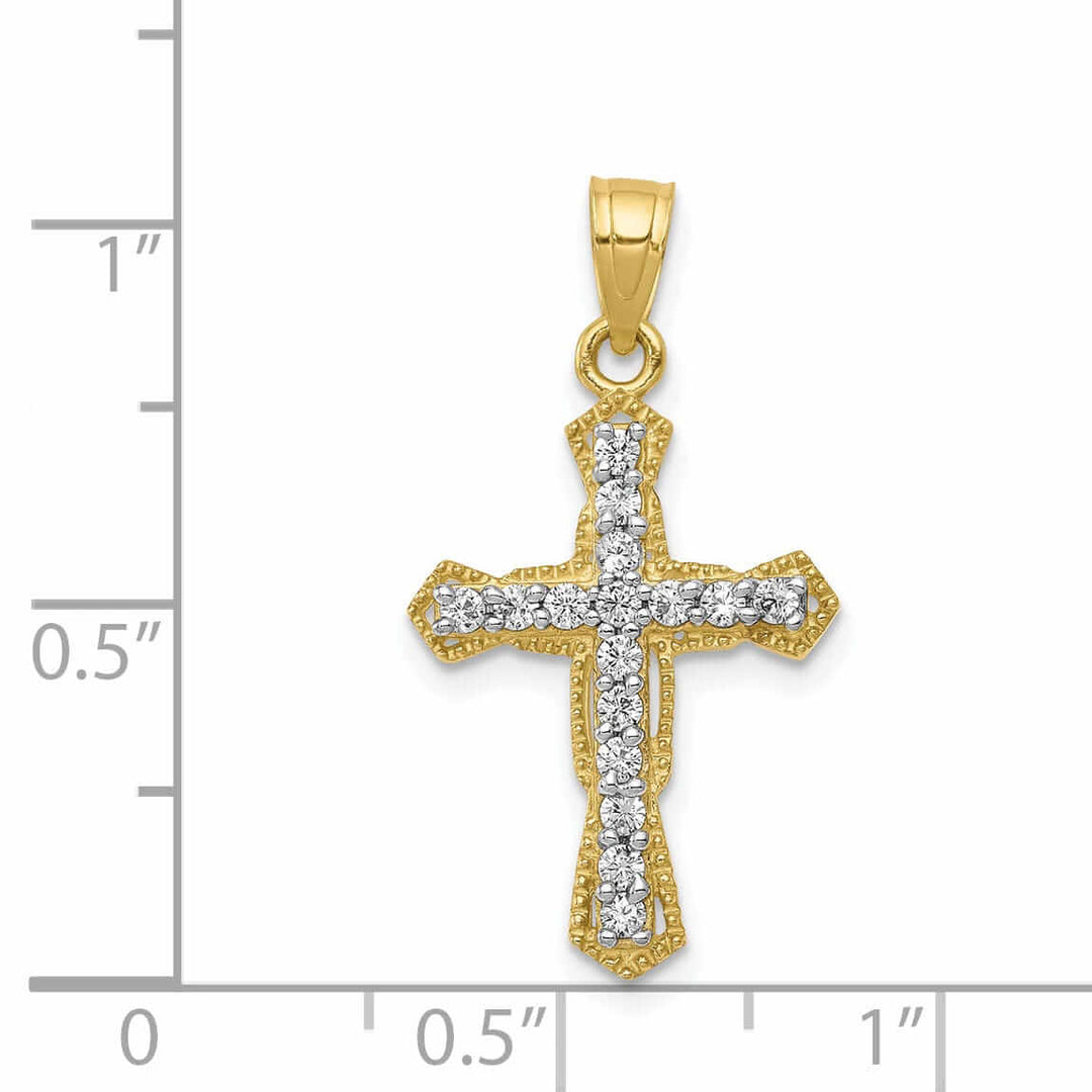 10k Yellow Gold Cubic Zirconia Cross Pendant