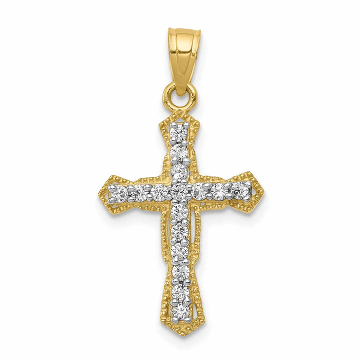 10k Yellow Gold Cubic Zirconia Cross Pendant