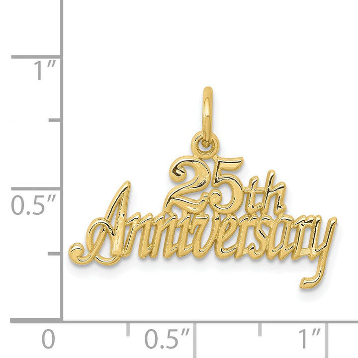 Solid 10k Yellow Gold 25Th Anniversary Pendant