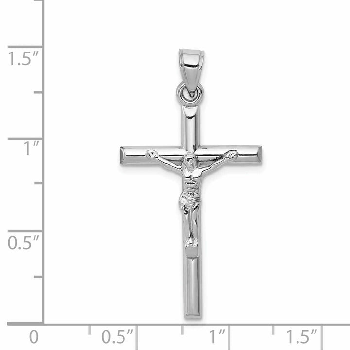 10k White Gold Polished Hollow Crucifix Pendant