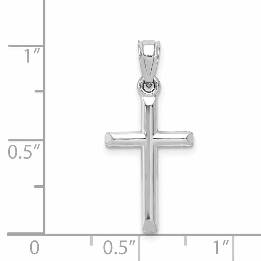 10k White Gold Polished Cross Pendant