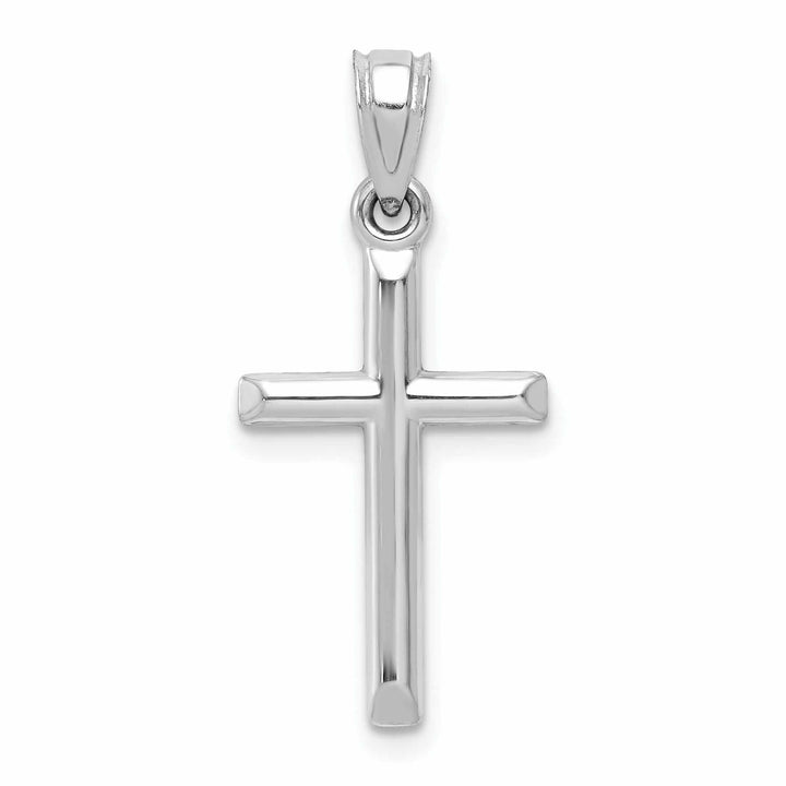 10k White Gold Polished Cross Pendant