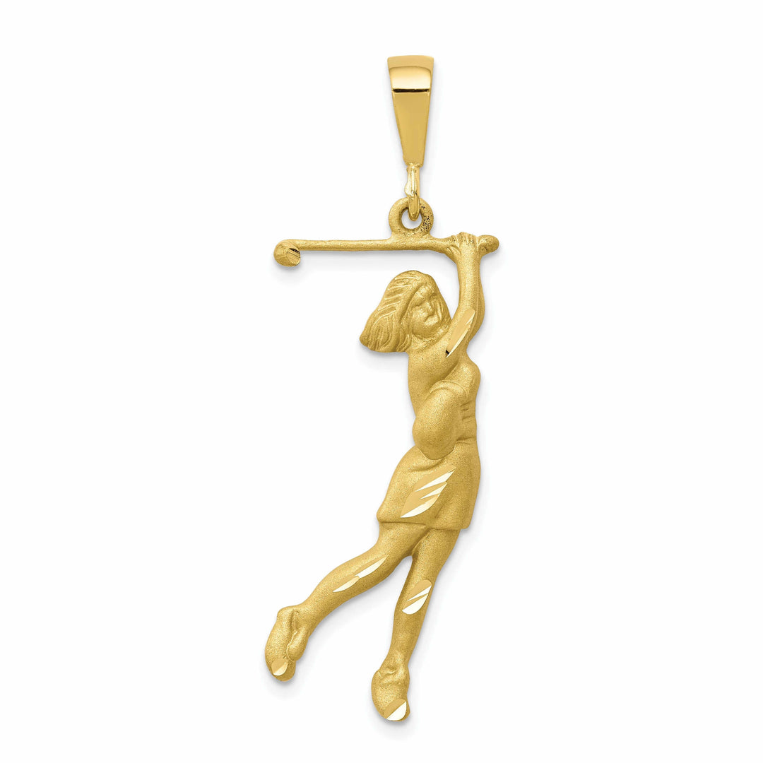 10k Yellow Gold Women Golf Player Pendant