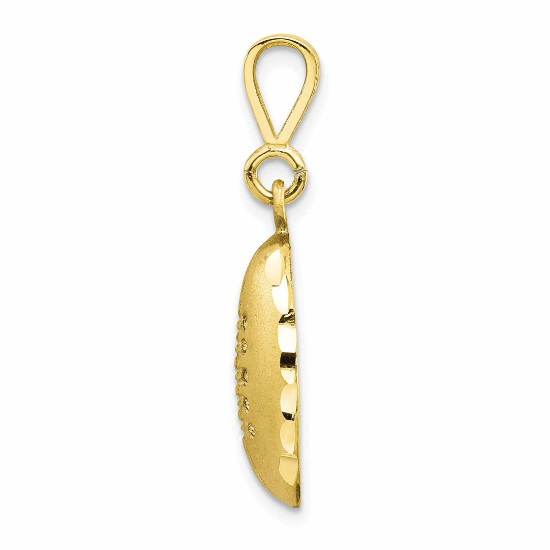 10k Yellow Gold Satin Finish Football Pendant