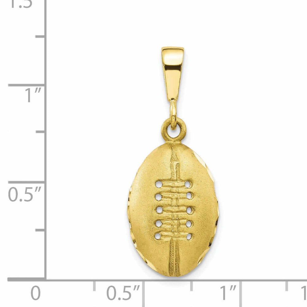 10k Yellow Gold Satin Finish Football Pendant