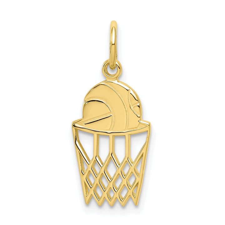 Solid 10k Yellow Gold Basketball in Net Pendant