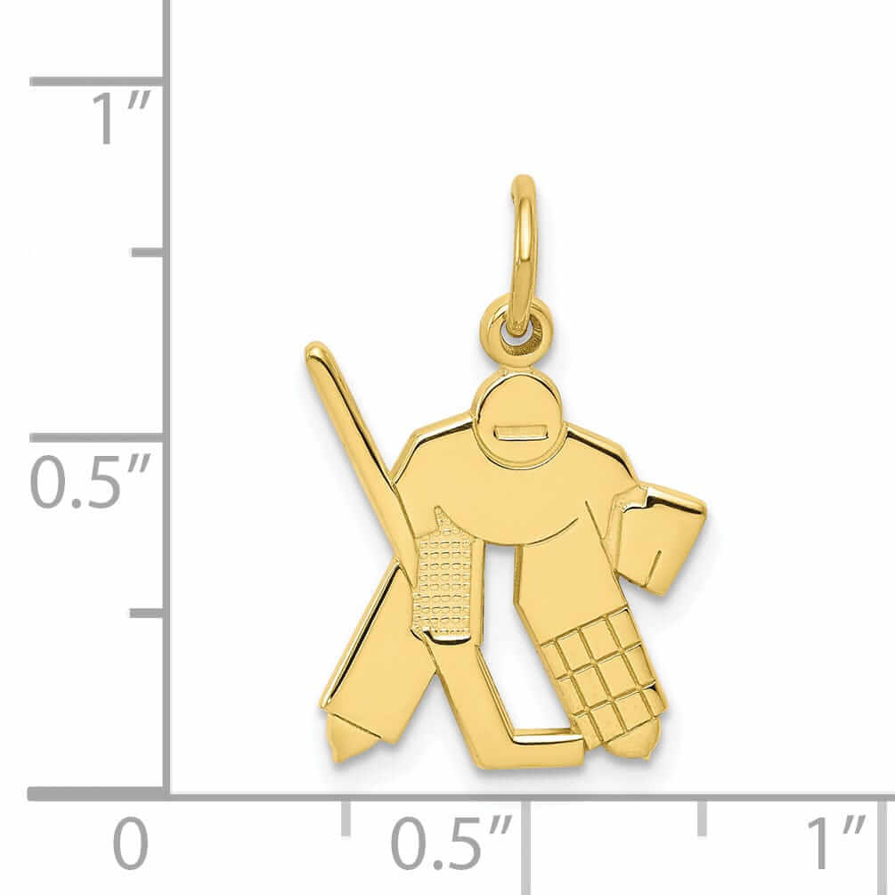 10k Yellow Gold Goalie Hockey Player Pendant