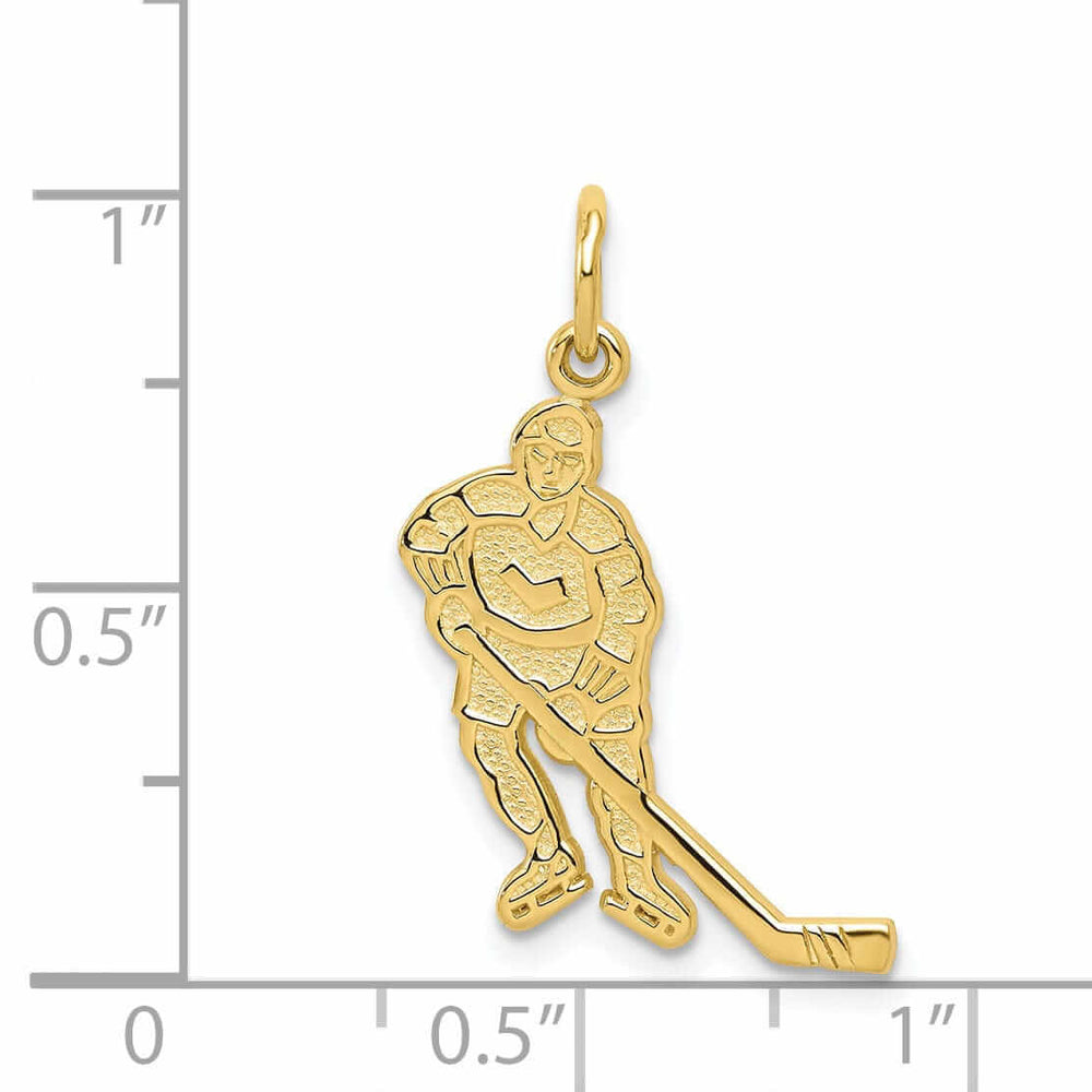 10k Yellow Gold Polished Hockey Player Pendant