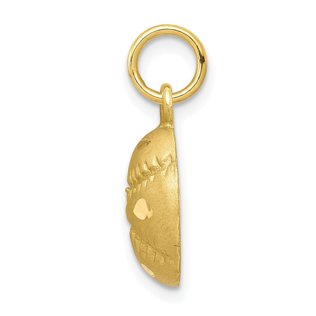 Solid 10k Yellow Gold Baseball Charm Pendant