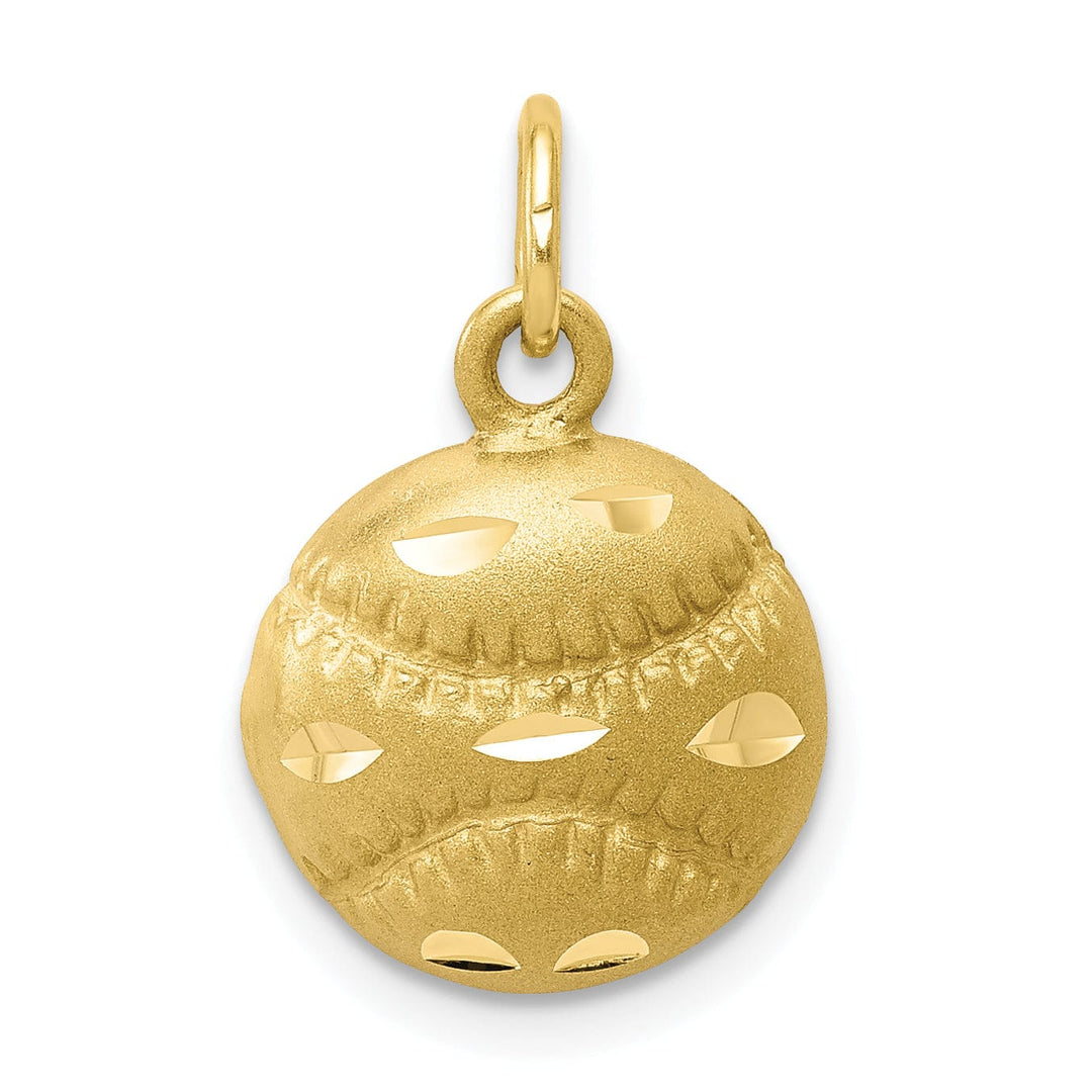 Solid 10k Yellow Gold Baseball Charm Pendant