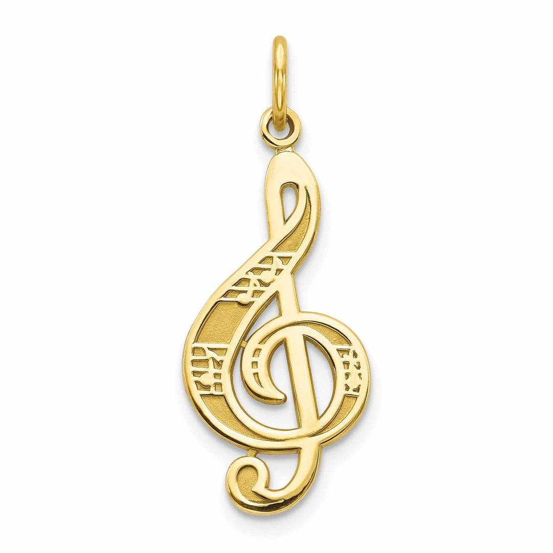 10k Yellow Gold Polished Treble Clef Pendant