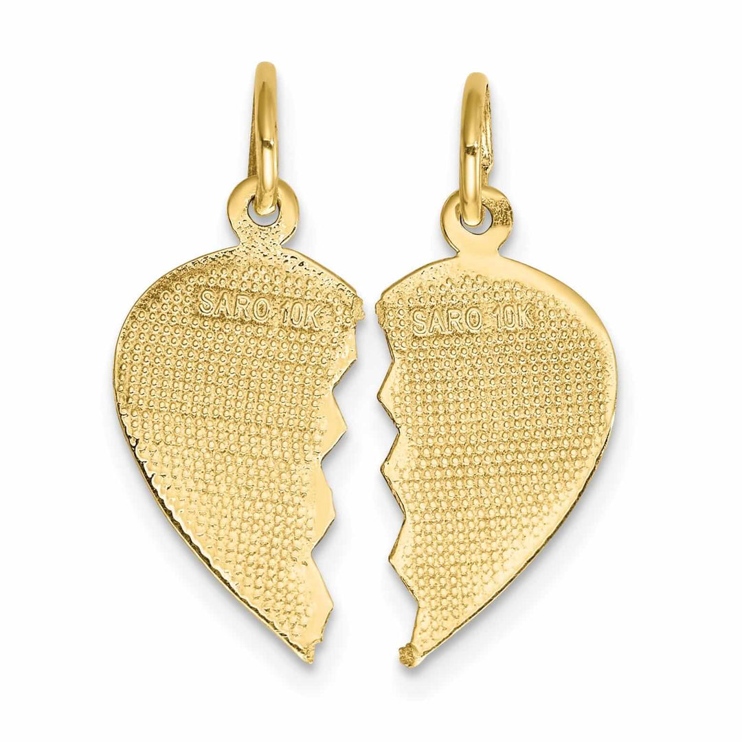 10k Yellow Gold 2 Piece Best Friend Heart Charm