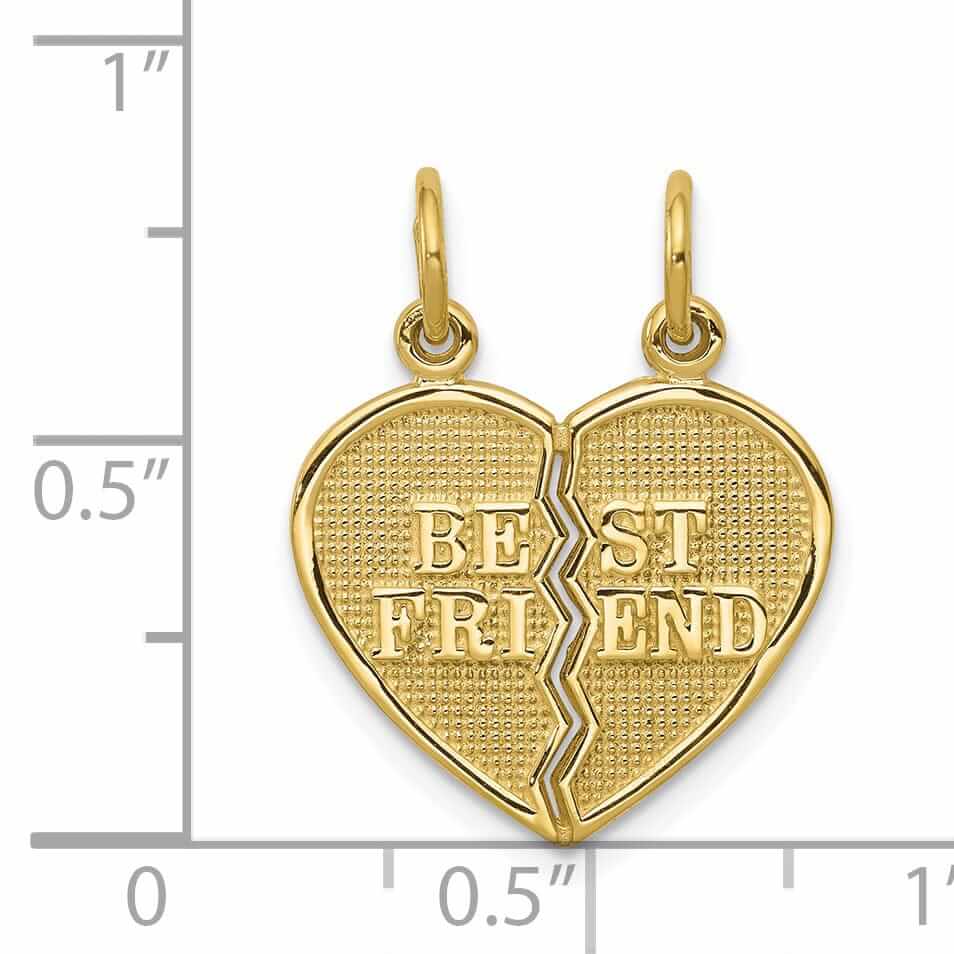 10k Yellow Gold 2 Piece Best Friend Heart Charm