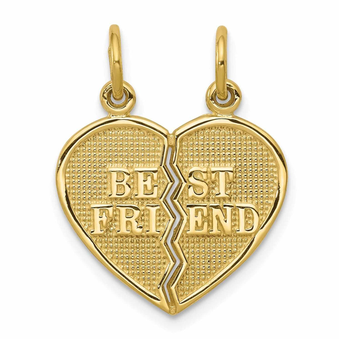 10k Yellow Gold 2 Piece Best Friend Heart Charm