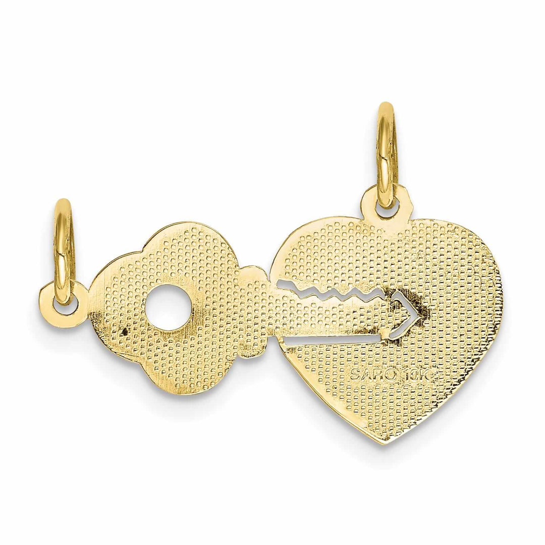 10k Yellow Gold Polished Heart and Key Pendant