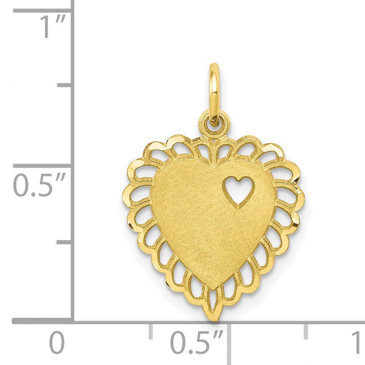 Solid 10k Yellow Gold Heart in Heart Pendant