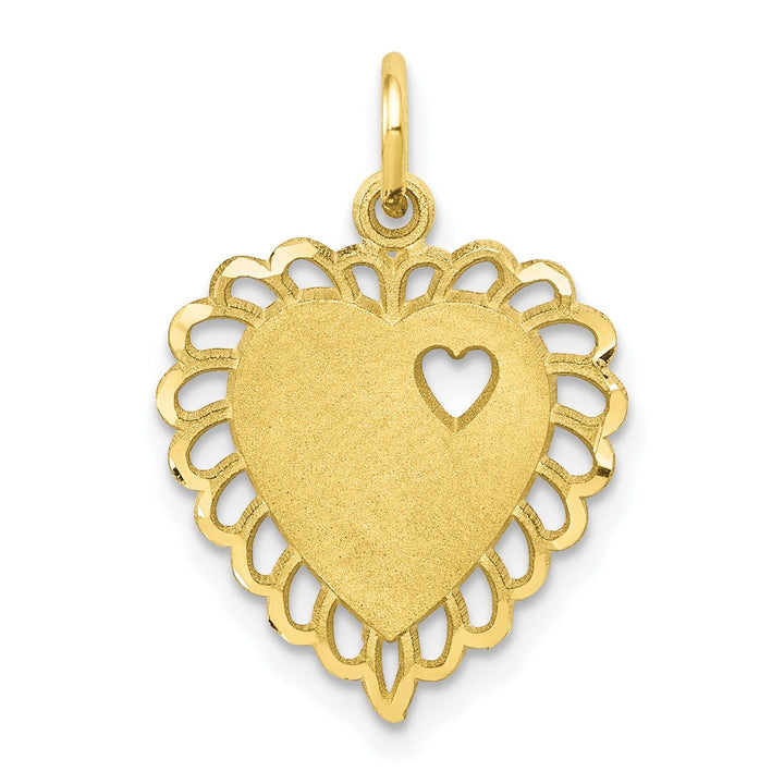 Solid 10k Yellow Gold Heart in Heart Pendant