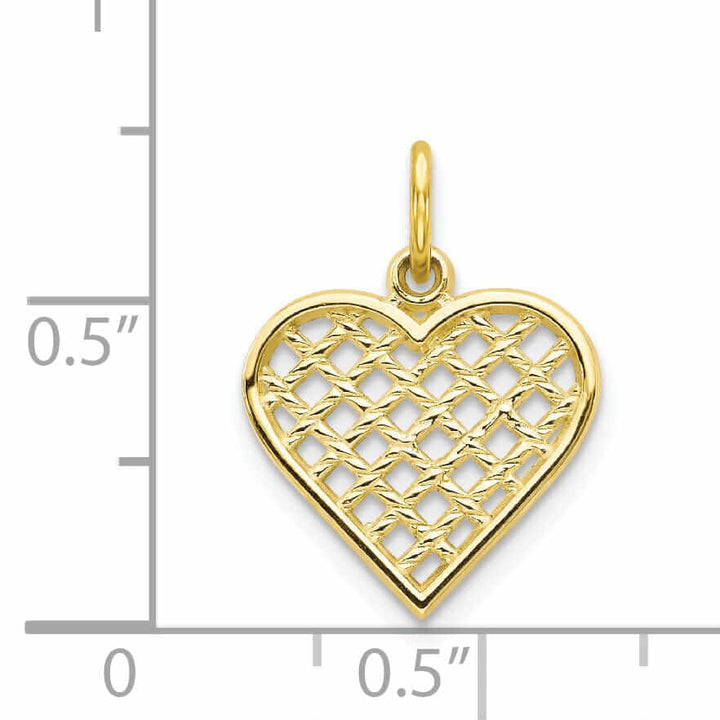 10k Yellow Gold Polished Satin Heart Pendant