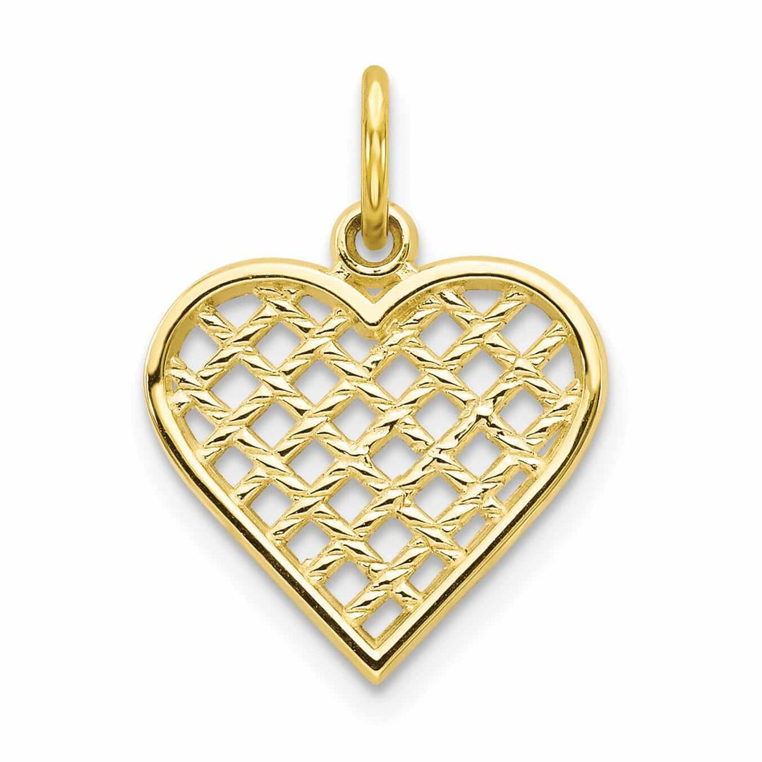 10k Yellow Gold Polished Satin Heart Pendant