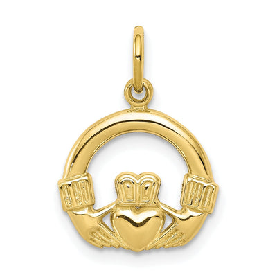 Solid 10k Yellow Gold Polished Claddagh Pendant at $ 63.95 only from Jewelryshopping.com