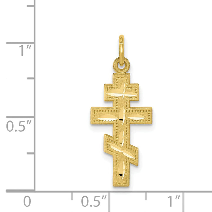 Yellow Gold Solid Eastern Orthodox Cross Pendant