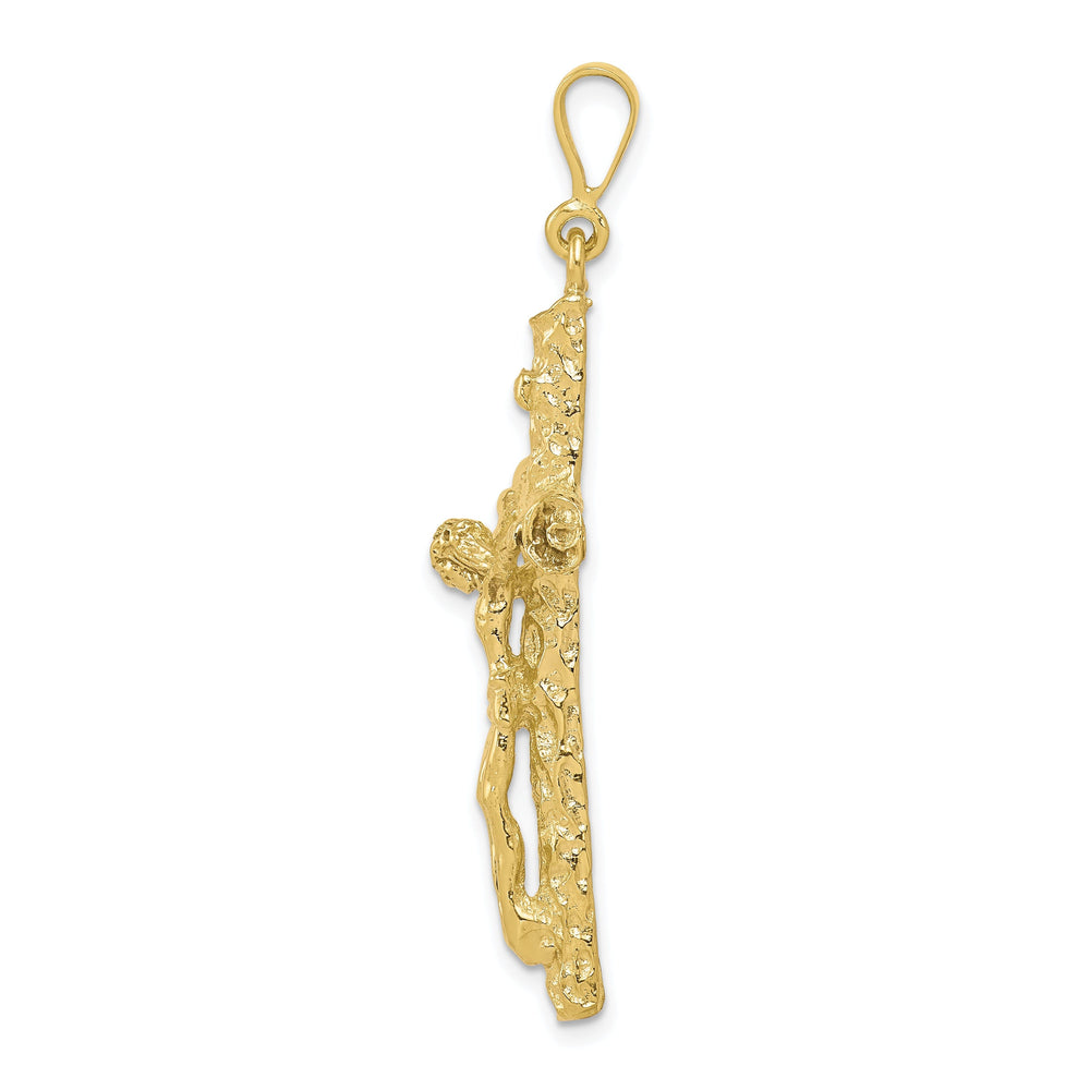 Solid 10k Yellow Gold Polish Crucifix Pendant