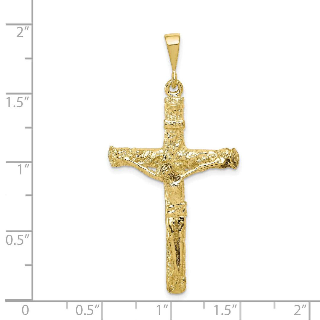 Solid 10k Yellow Gold Polish Crucifix Pendant