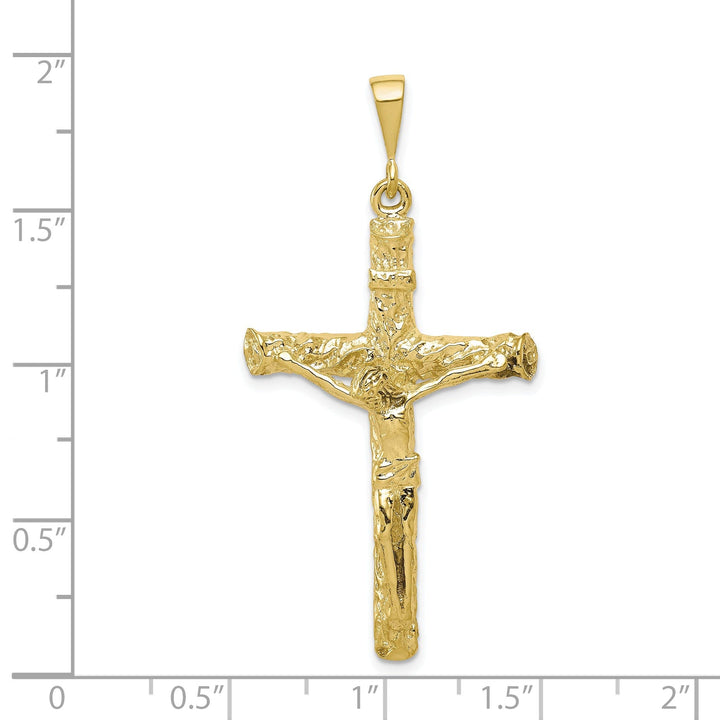 Solid 10k Yellow Gold Polish Crucifix Pendant