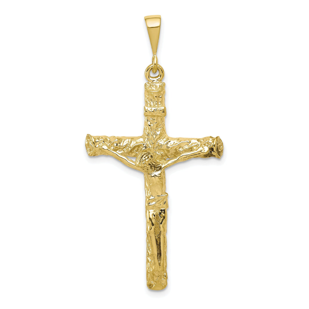 Solid 10k Yellow Gold Polish Crucifix Pendant