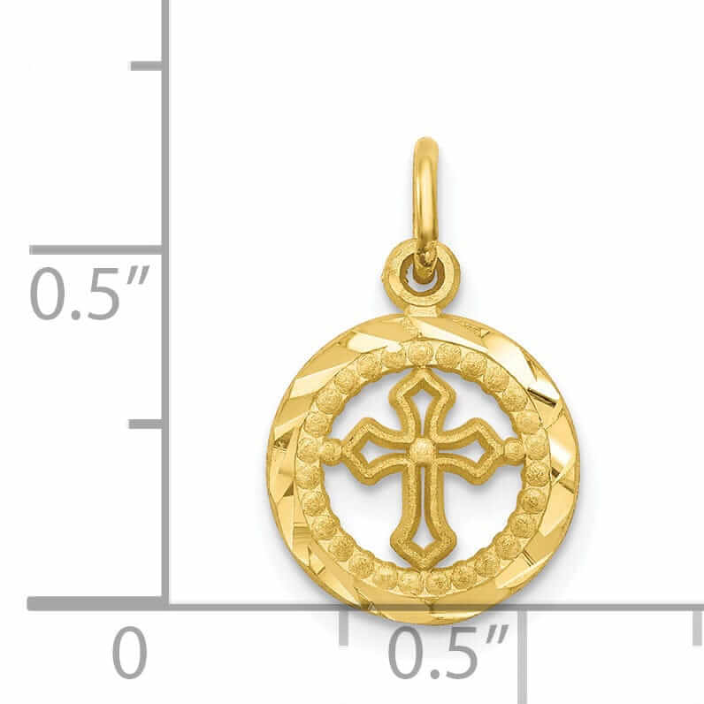 10k Yellow Gold Finish Cross In Frame Pendant