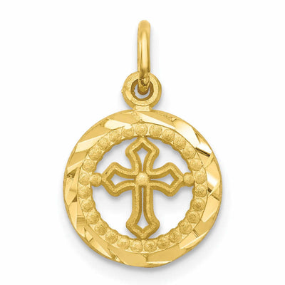 10k Yellow Gold Finish Cross In Frame Pendant at $ 44.23 only from Jewelryshopping.com