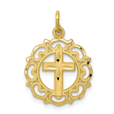 Solid 10k Yellow Gold Cross In Frame Pendant at $ 62.48 only from Jewelryshopping.com