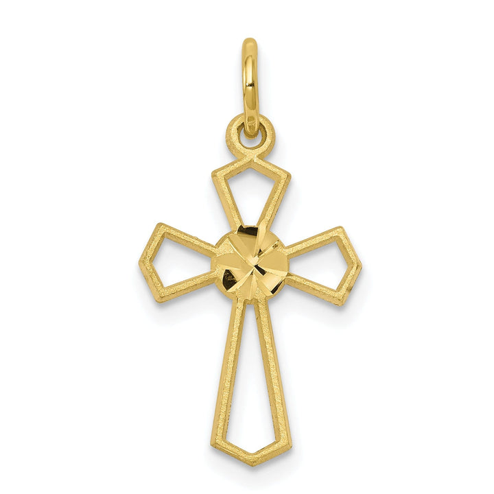 Yellow Rhodium Diamond Cut Cross Charm