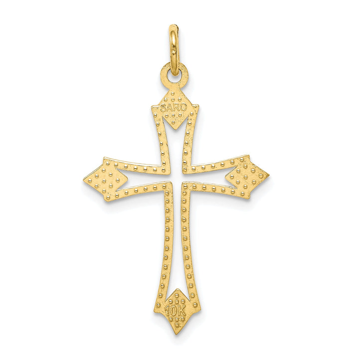 Yellow Gold Diamond Cut Cross Charm