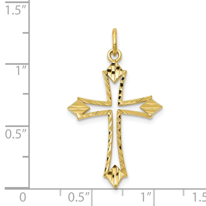 Yellow Gold Diamond Cut Cross Charm