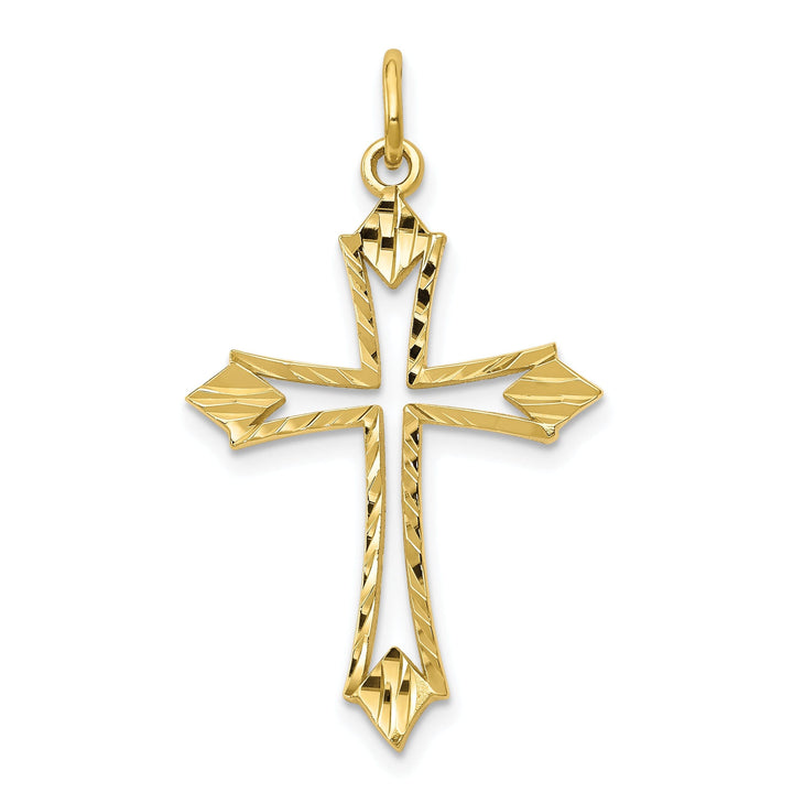 Yellow Gold Diamond Cut Cross Charm