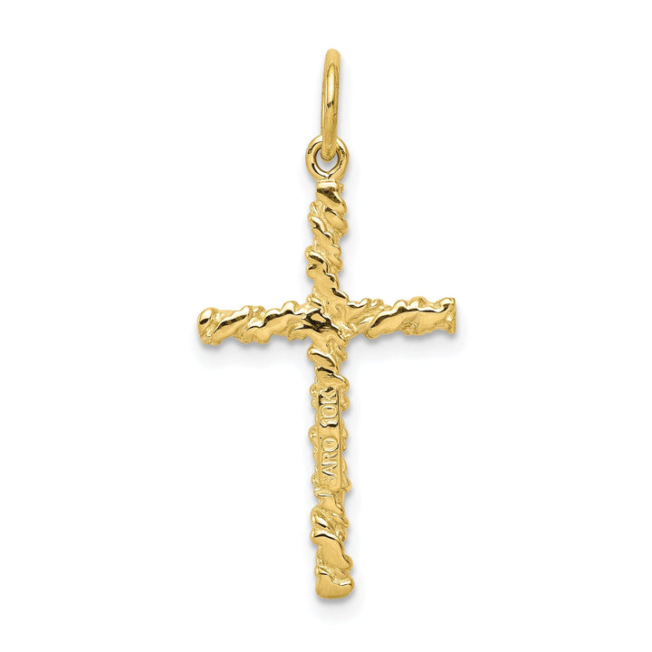 Yellow Gold Satin Nugget Cross Charm