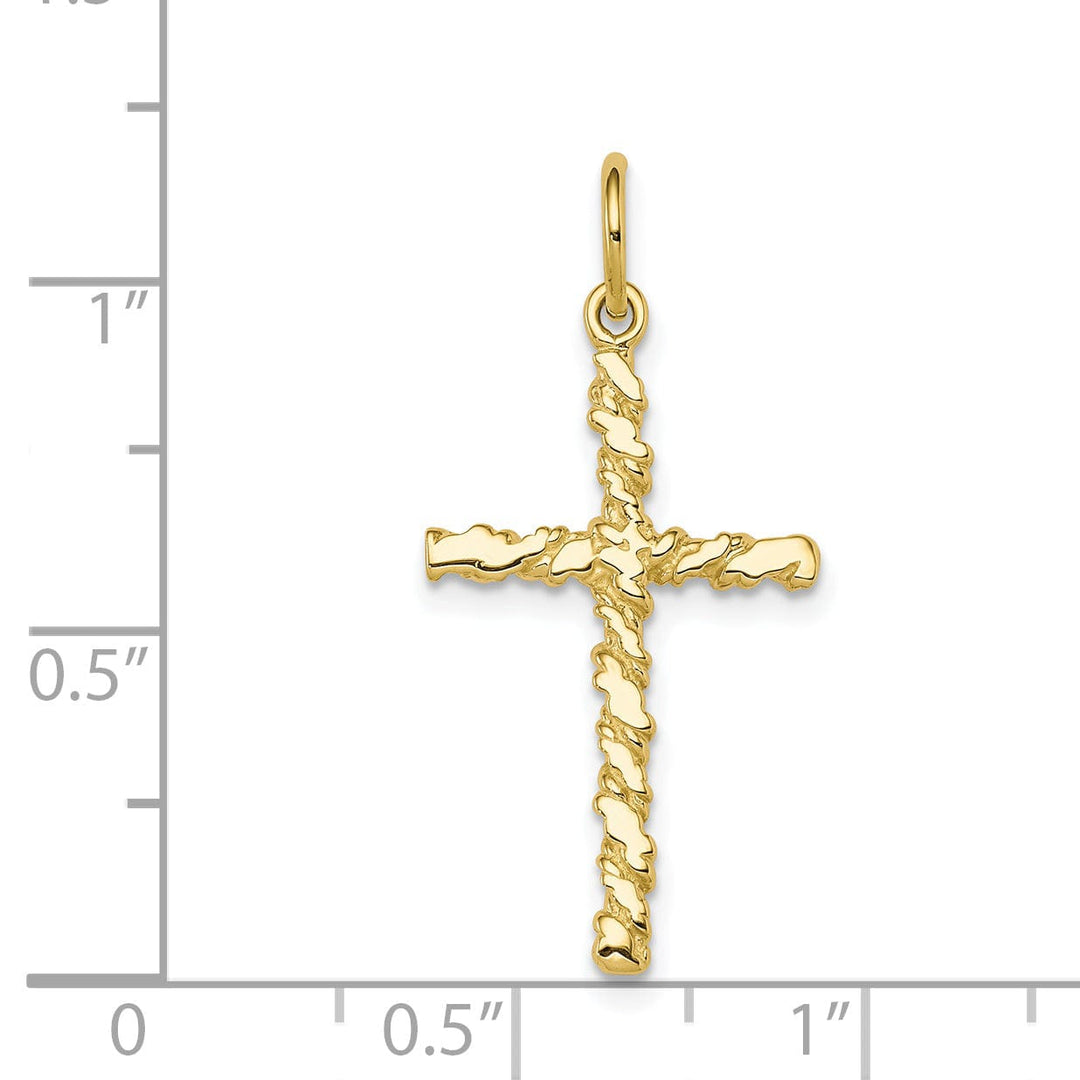 Yellow Gold Satin Nugget Cross Charm