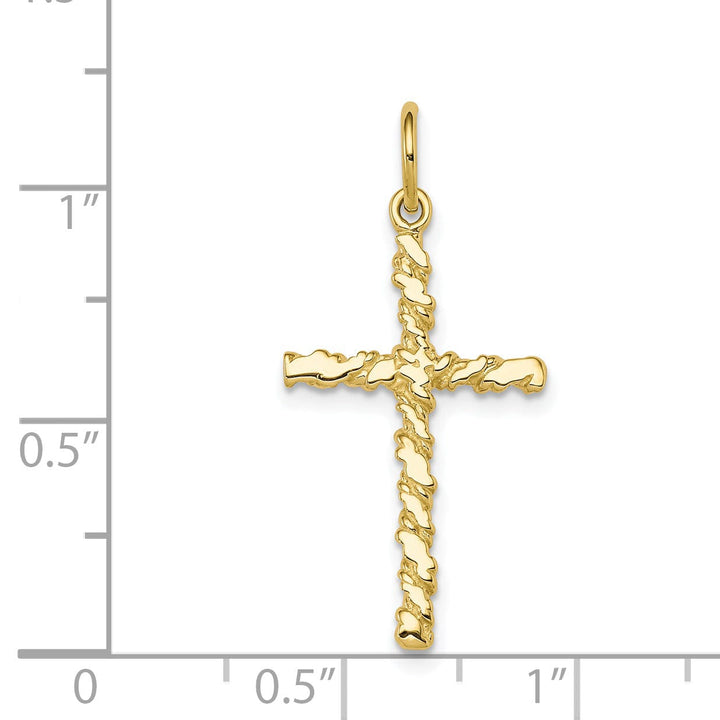 Yellow Gold Satin Nugget Cross Charm