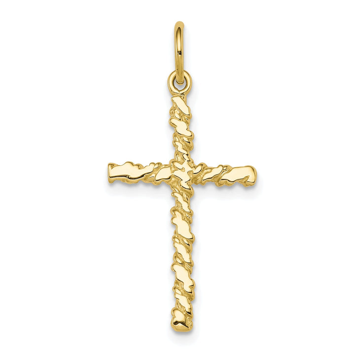 Yellow Gold Satin Nugget Cross Charm