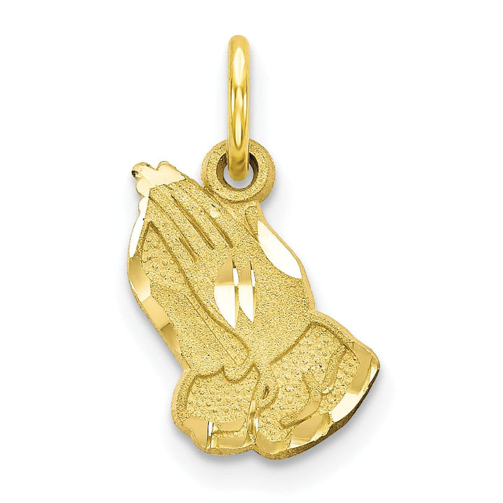 Solid 10k Yellow Gold Praying Hands Pendant