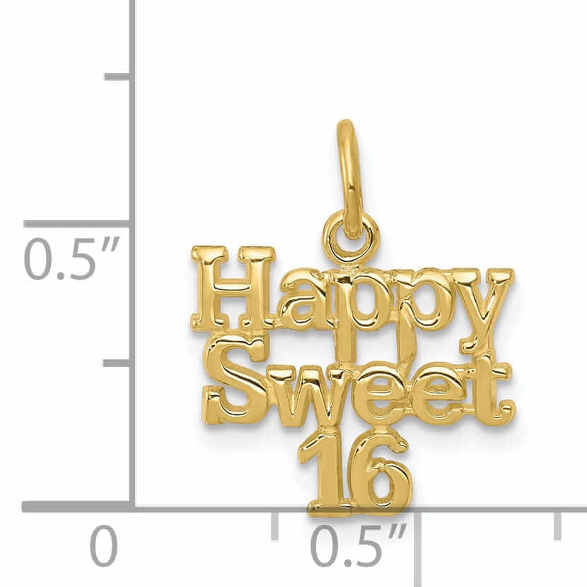 10k Yellow Gold Happy Sweet 16 Birthday Pendant