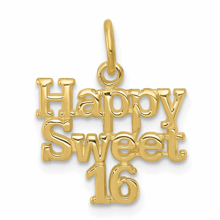 10k Yellow Gold Happy Sweet 16 Birthday Pendant