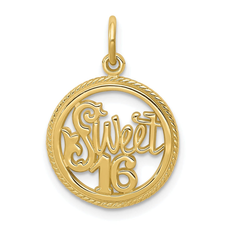 Solid 10k Yellow Gold Sweet 16 Birthday Pendant